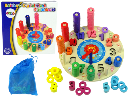 Educational Wooden Baby Clock Colours Shapes Learning to Count