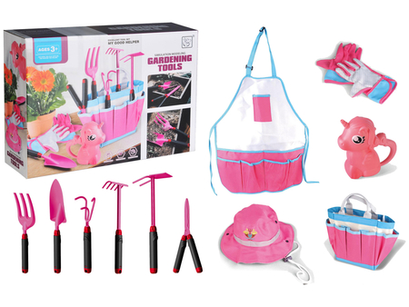 Garden Kit Bag Tools Gloves Hat Watering can Pink