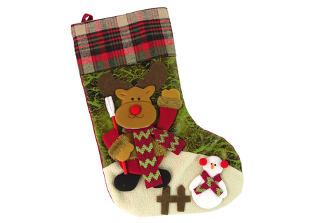 Reindeer in Sweater Christmas Fabric Gift Sock