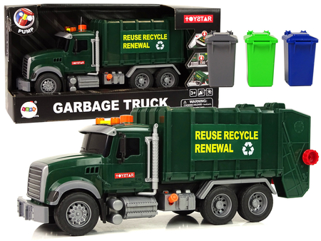 Rubbish Truck Bins Dark Green Sounds Lights