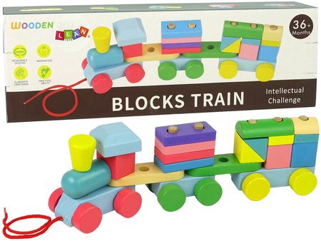 Wooden Blocks Train Wheels Wagons Figures