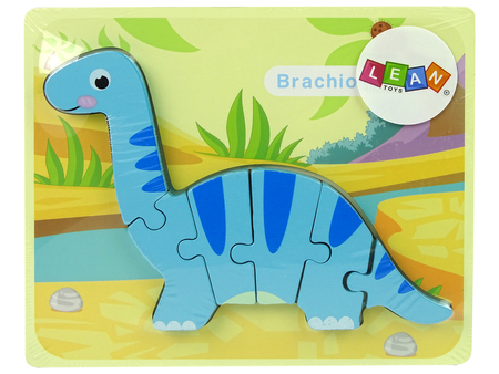 Wooden Puzzle Dinosaur Brachiosaurus Blue