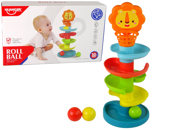 Educational Ball Slide Sorter 5 Levels Lion Basket For Babies