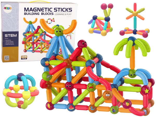 Educational Magnetic Bricks Set of 128 pieces