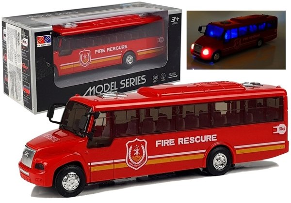 Fire Rescue Bus Die Cast Model Red with Lights