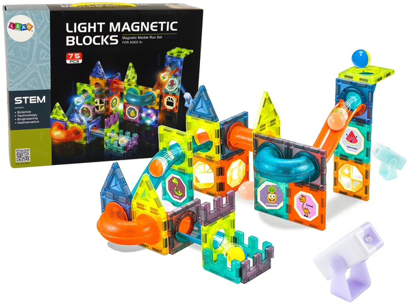 Glowing Slide For Balls Magnetic Blocks 75 Elements