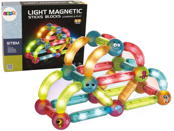 Luminous Educational Magnetic Blocks Set of 52 Elements