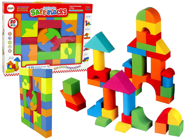 Multi-Coloured Foam Blocks 80 pieces