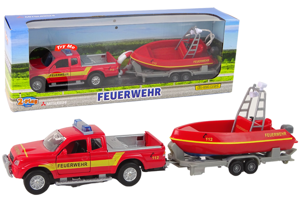 Off-road car Fire Brigade with Motorboat Red Sound 510615