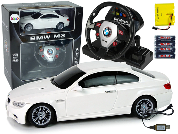 Remote Controlled BMW M3 White 2.4G Pilot Steering Wheel 1:18 Sound Lights