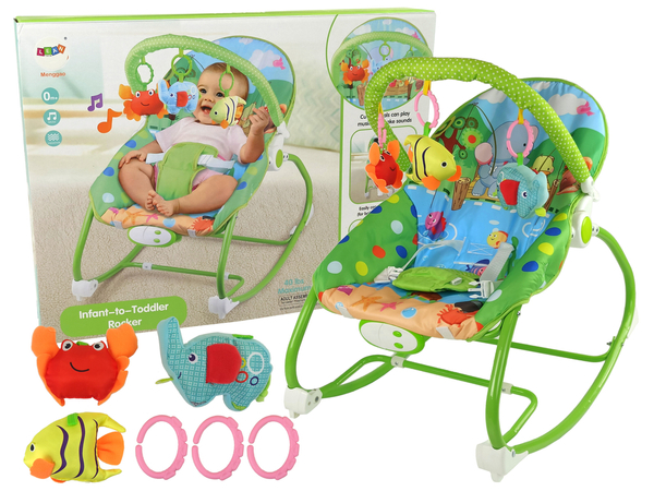Rocking Chair 2in1 Green Sounds Vibration