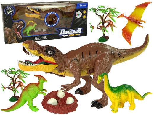 Dinosaur Set Tyrannosaurus Rex Trees Accessories Sound Lights