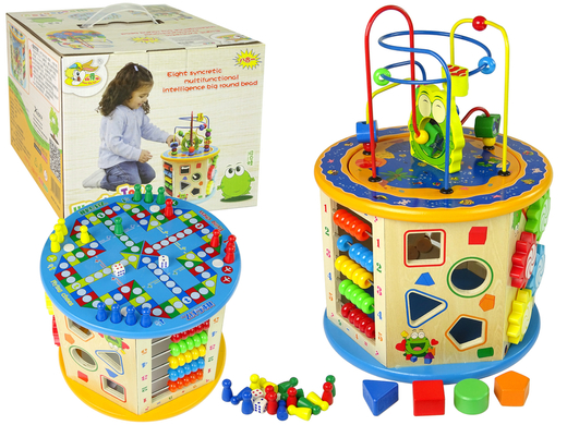 Educational Wooden Cube Sorter Maze Abacus Game Ludo Pawns