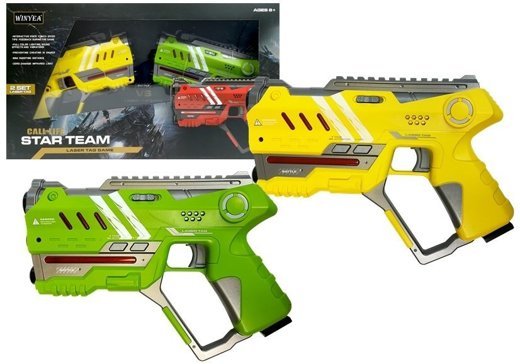 Laser Tag Pistol Set 4 Teams 2 Colors Green Yellow