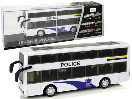 Weißer Doppeldecker-Polizeibus mit Pull Down Sound