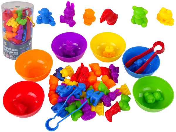 Colour Sorting Toy Animals Teddy Bear Frog 36 Stück