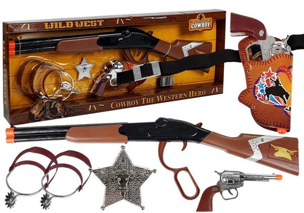 Cowboy Set Lever Action Gewehr Colt Revolver Sheriff Abzeichen